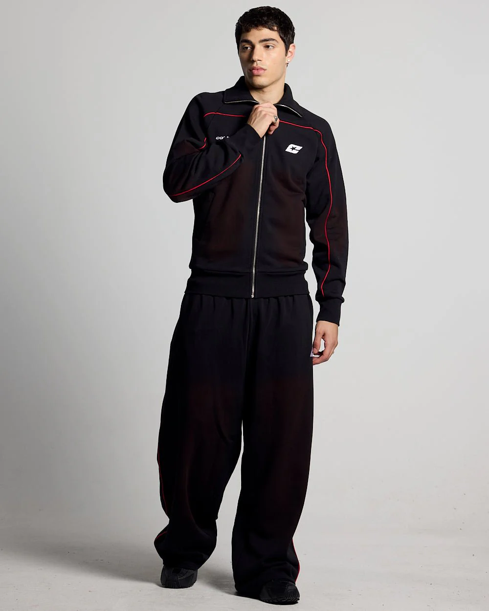 SAVAGE WASHED PANTS BLACK & RED