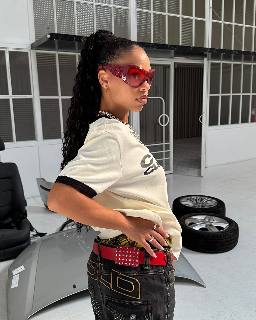 STUDS JEANS BLACK DENIM