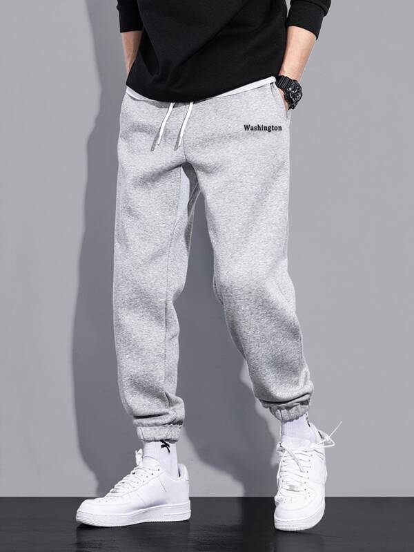 Men Letter Graphic Drawstring Waist Sweatpants