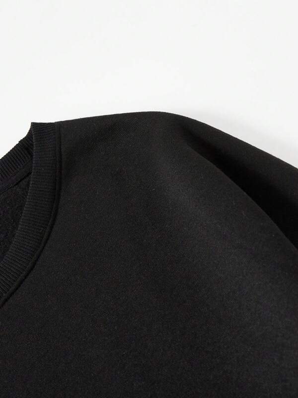 Men Plus Solid Thermal Lined Sweatshirt