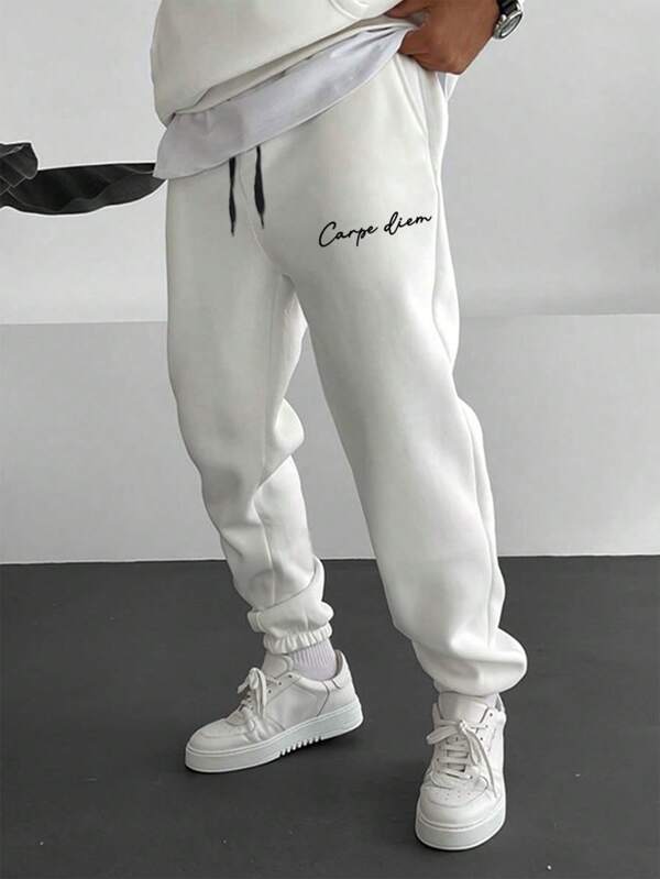 Men Letter Graphic Drawstring Waist Sweatpants