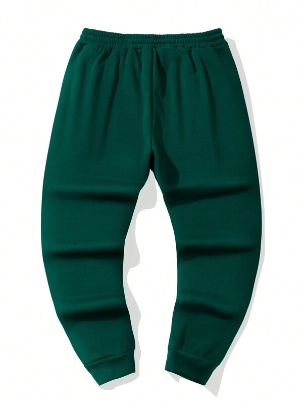 Men Expression Print Drawstring Waist Sweatpants