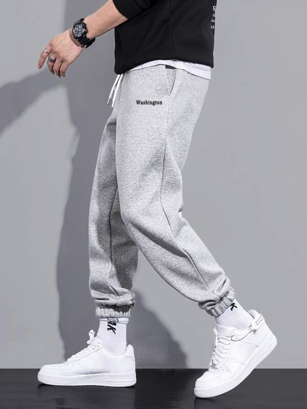 Men Letter Graphic Drawstring Waist Sweatpants