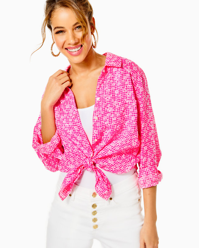 Sea View Linen Button Down Top