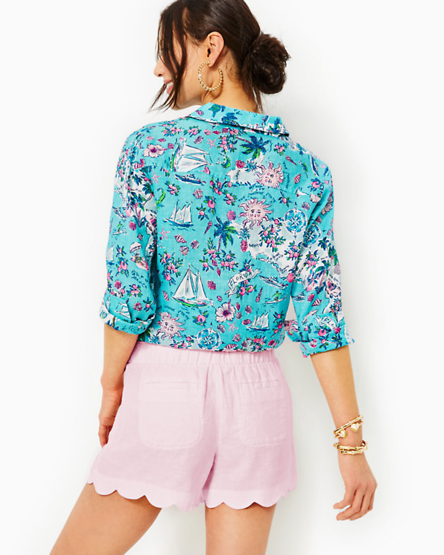 4' Brea Linen Scallop Short