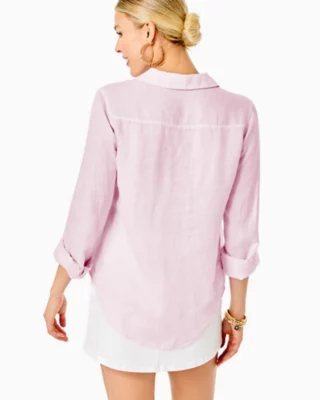 Sea View Linen Button Down Top