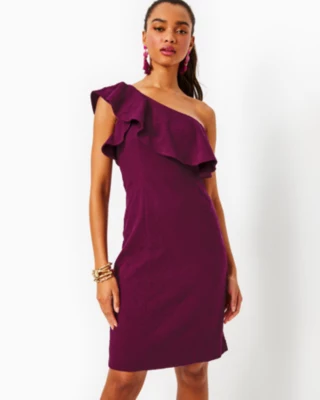 Bordeaux One-Shoulder Dress