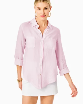 Sea View Linen Button Down Top