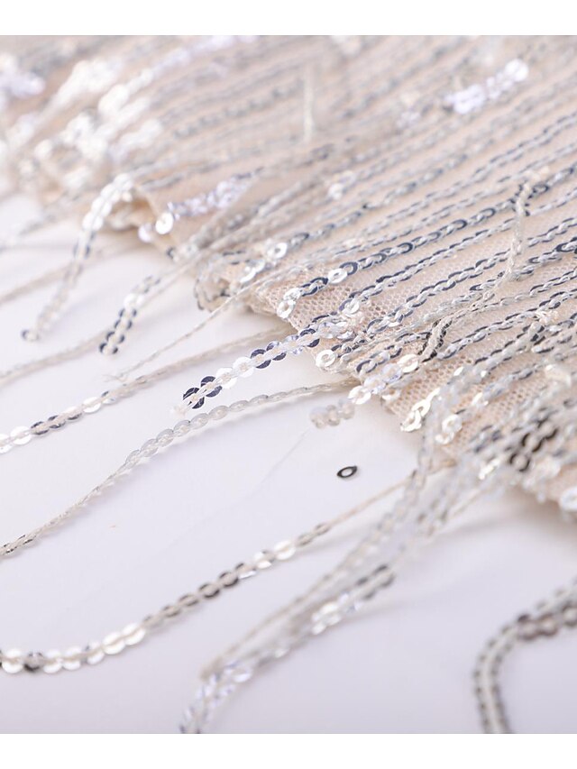 Women's Sequin Dress Fringe Dress Party Dress Sparkly Dress Mini Dress Silver Sleeveless Spring V Neck Stylish Wedding Guest
