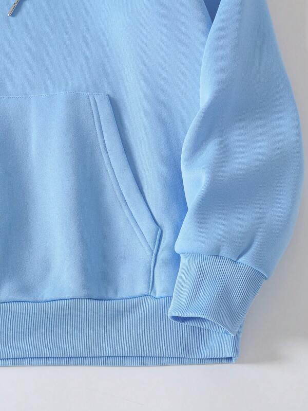 Men Plus Kangaroo Pocket Drawstring Thermal Lined Hoodie
