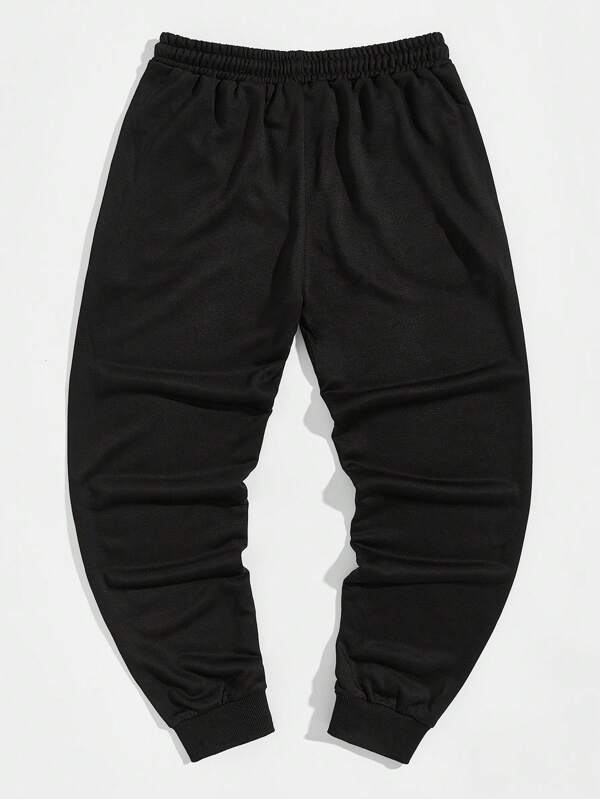 Men Playing Card Print Drawstring Waist Sweatpants