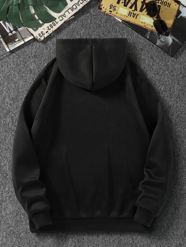 Basics Men Kangaroo Pocket Drawstring Thermal Hoodie