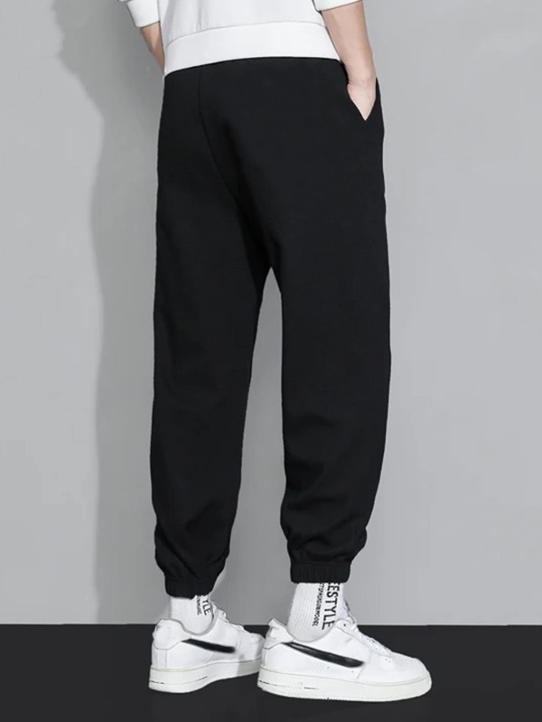 Men Rocket & Spaceman Print Drawstring Sweatpants
