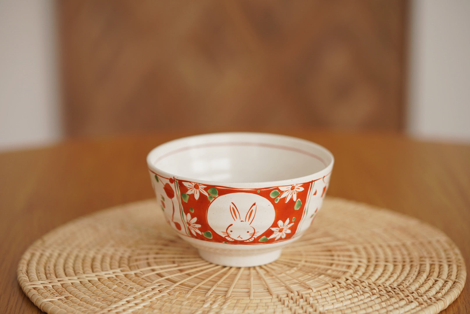 Minoyaki wind flower snow rabbit bowl