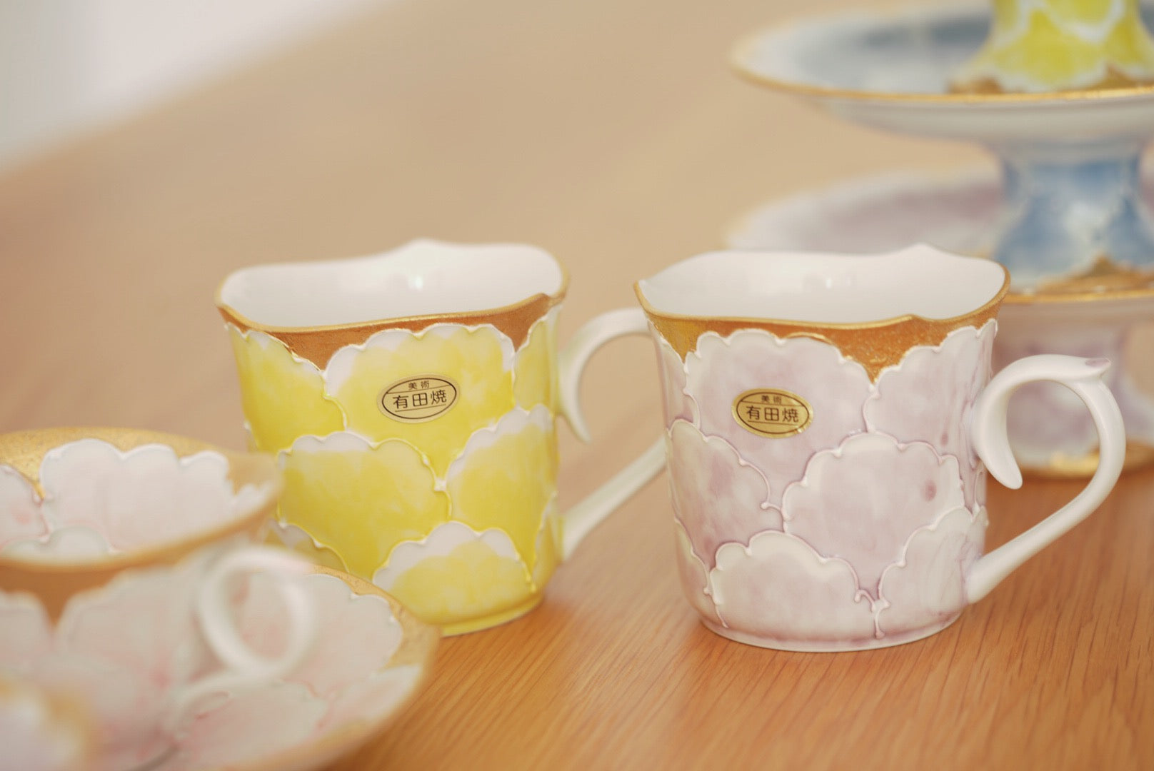 Aritayaki golden peony cups and saucer
