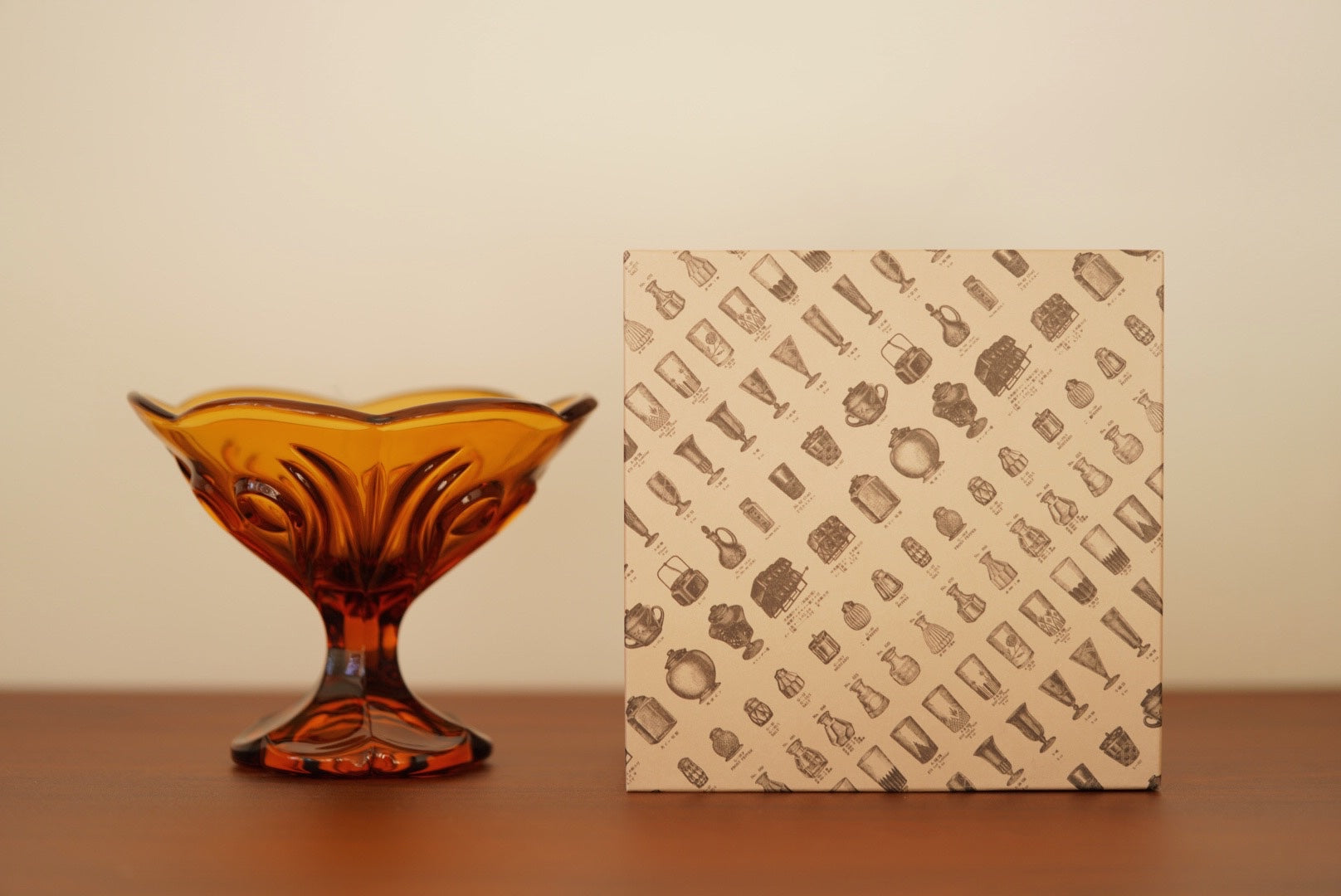 Hirota galss Showa amber cup and goblet