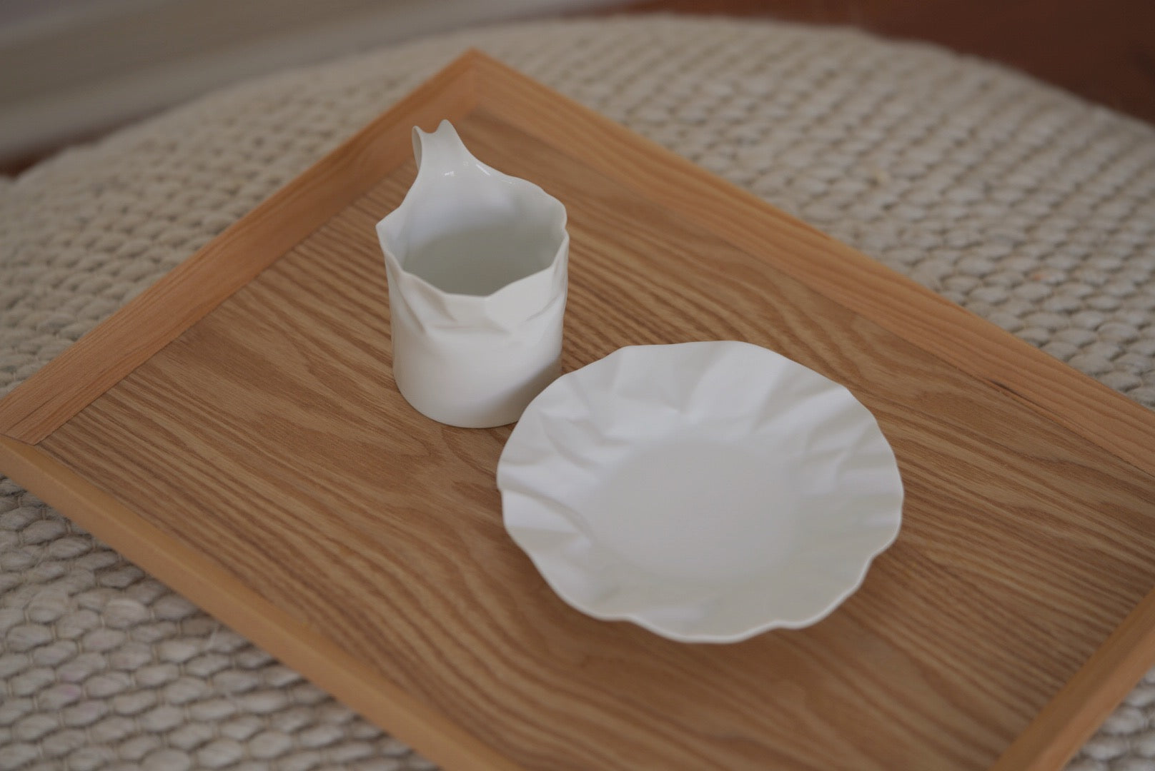 ceramic japan crinkle cup & saucer