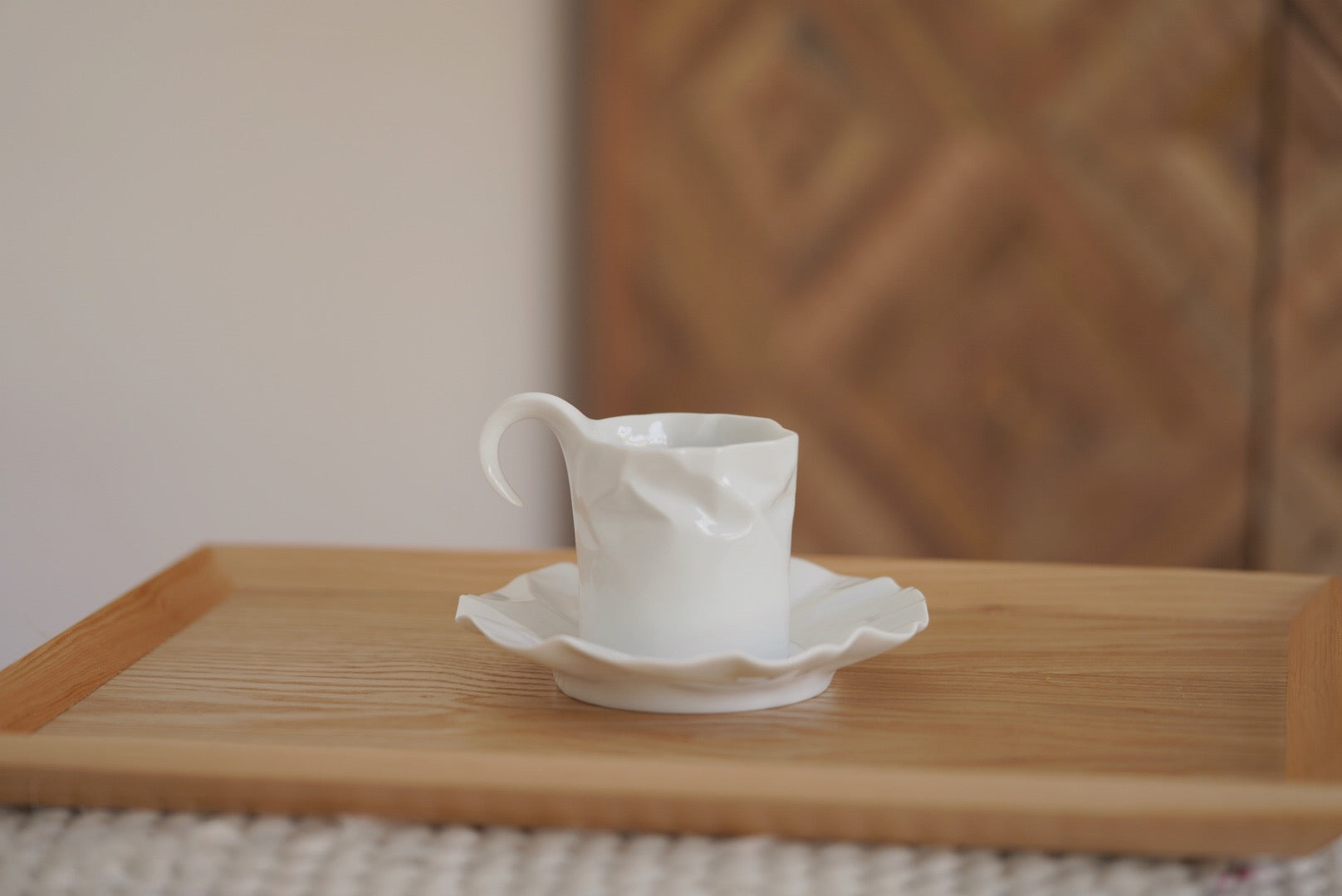 ceramic japan crinkle cup & saucer