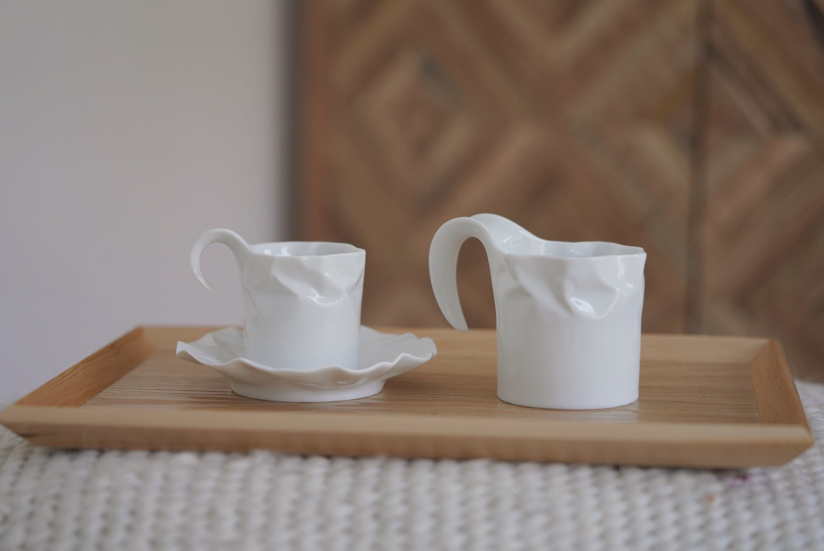 ceramic japan crinkle cup & saucer