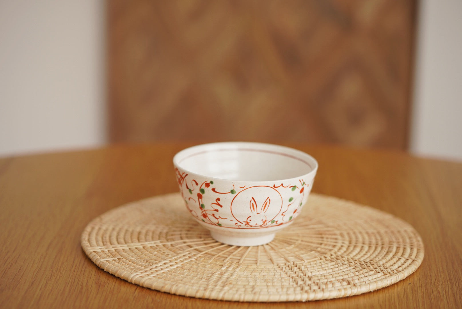 Minoyaki wind flower snow rabbit bowl