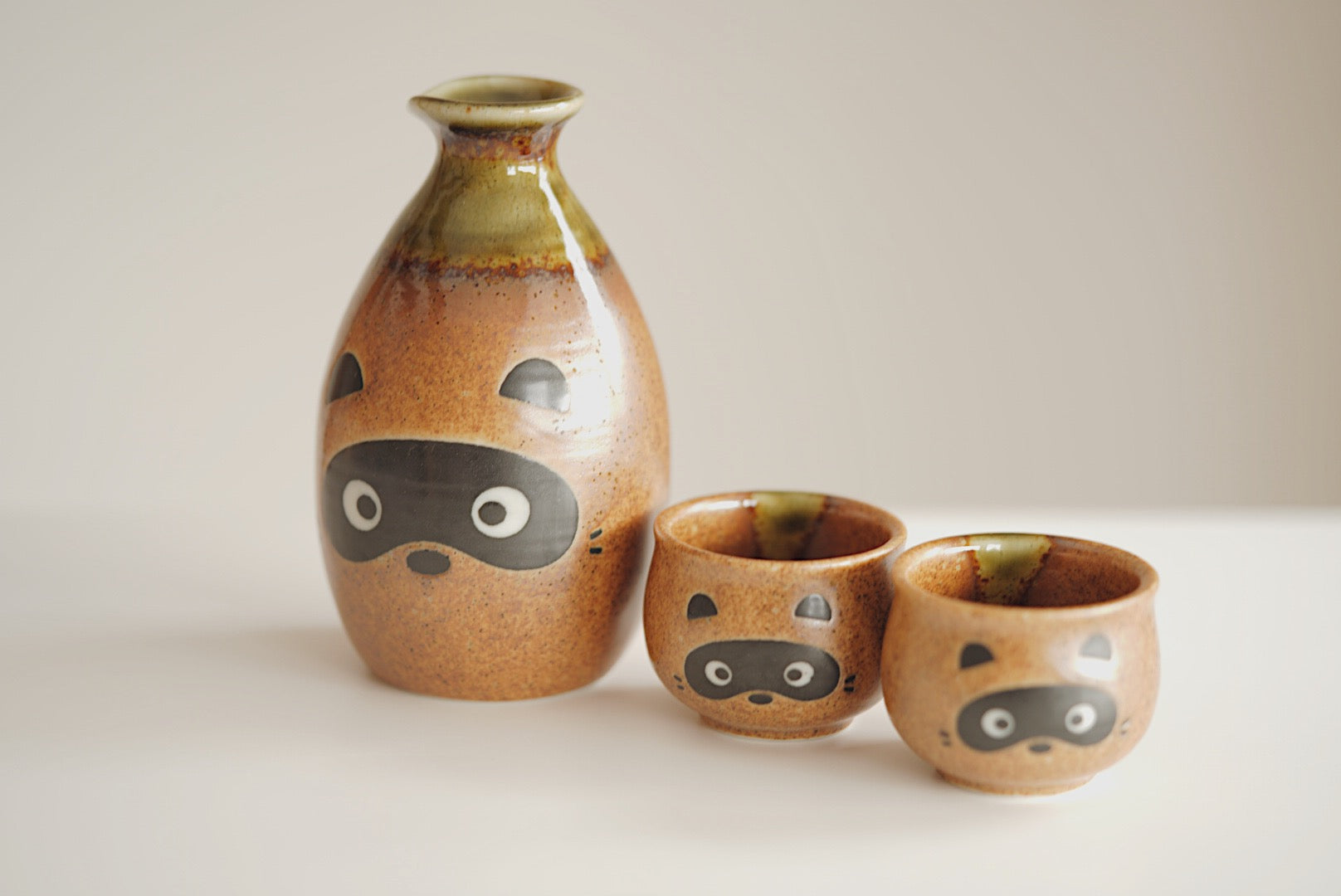 Shigaraki Japanese Raccoon Sake bottle