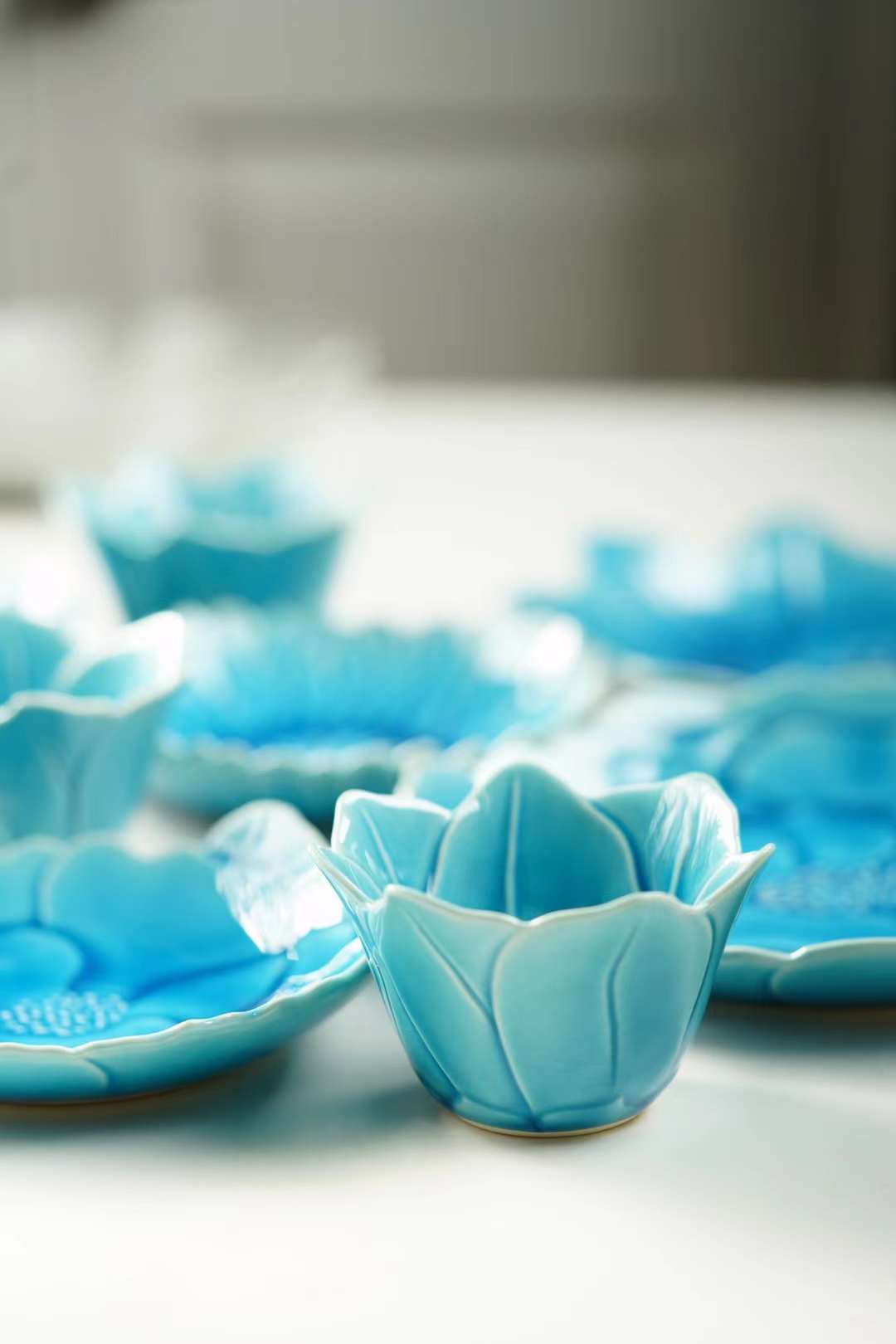 Setoyaki Blue flower plate and bowl