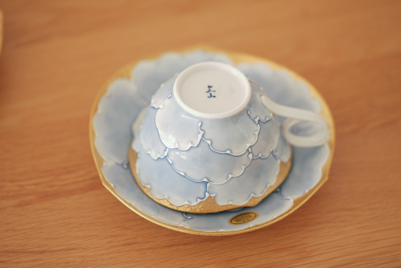 Aritayaki golden peony cups and saucer