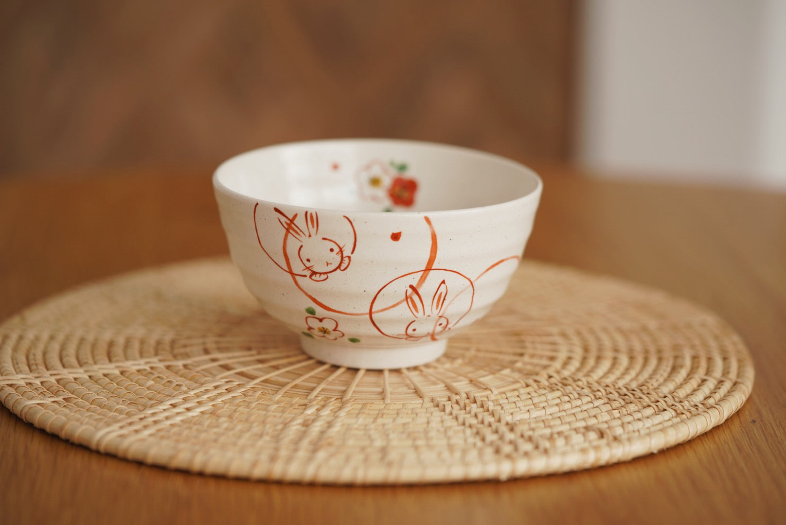 Minoyaki wind flower snow rabbit bowl