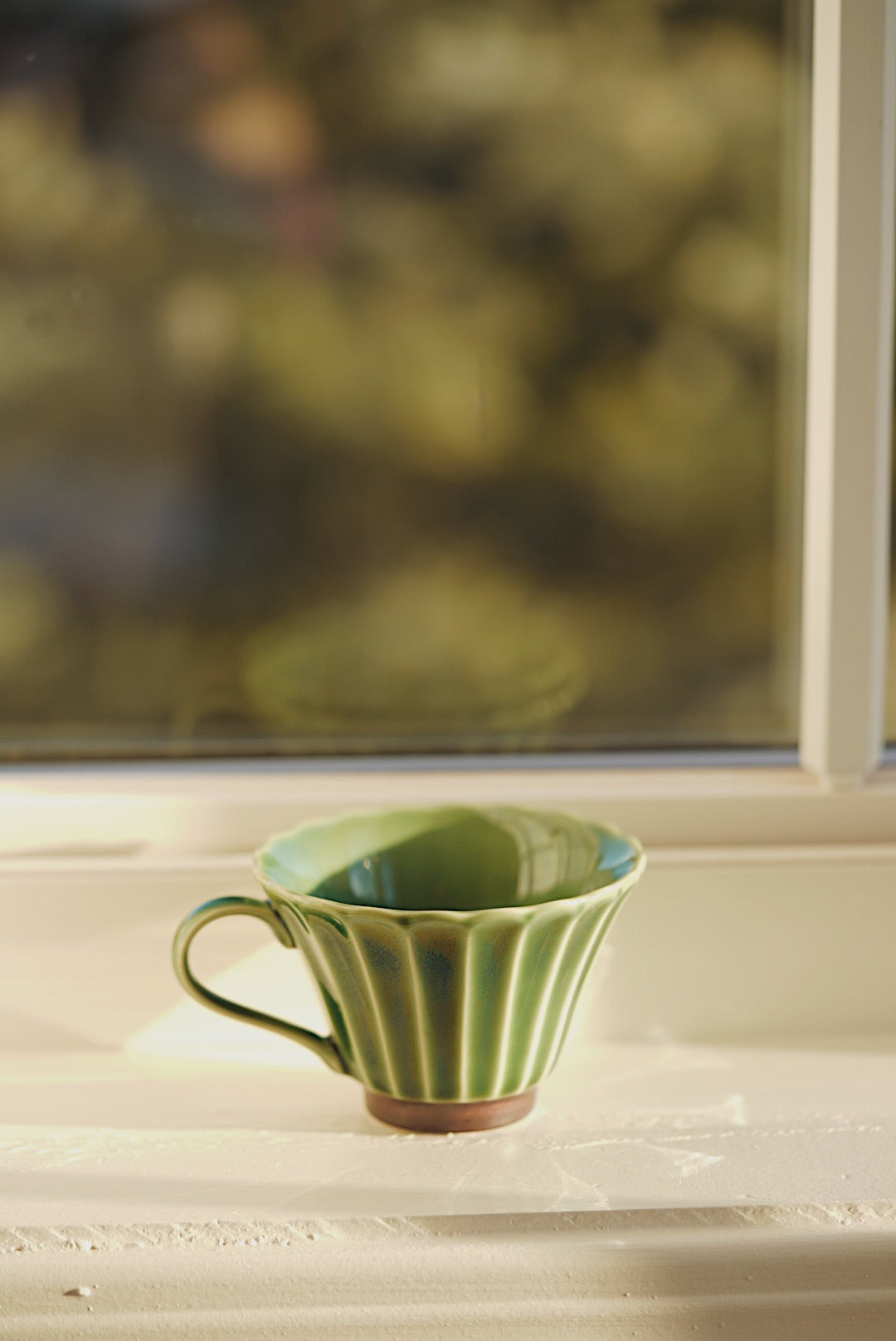 Minoyaki Retro green coffee cupa set