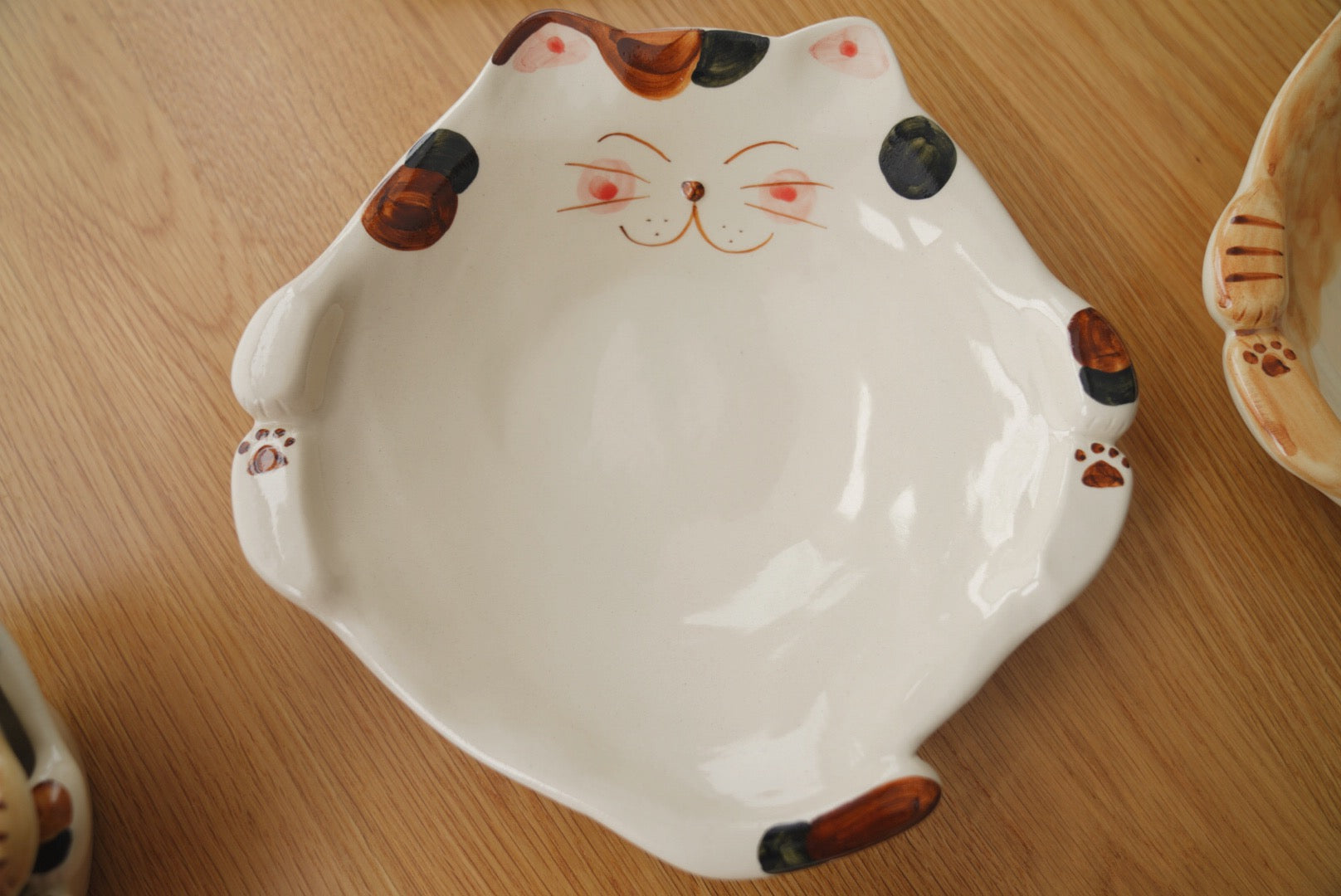 Hasami hand paint Cat plate and bowl