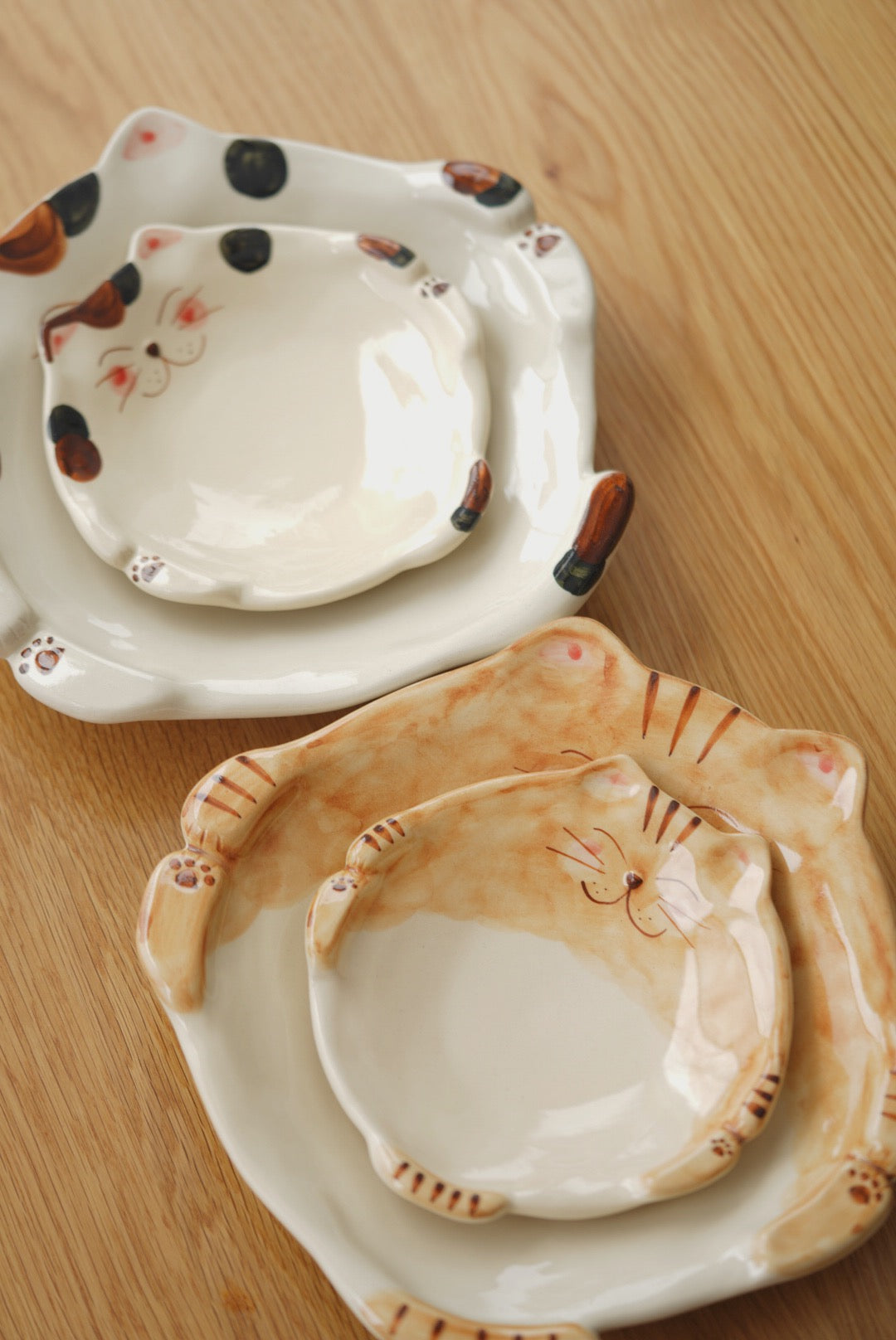 Hasami hand paint Cat plate and bowl