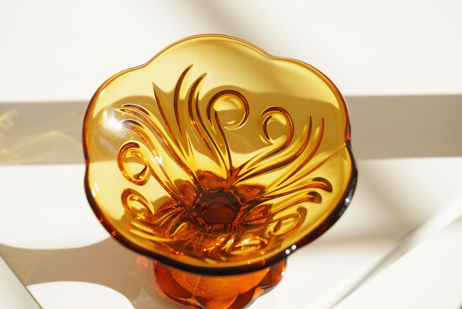 Hirota galss Showa amber cup and goblet