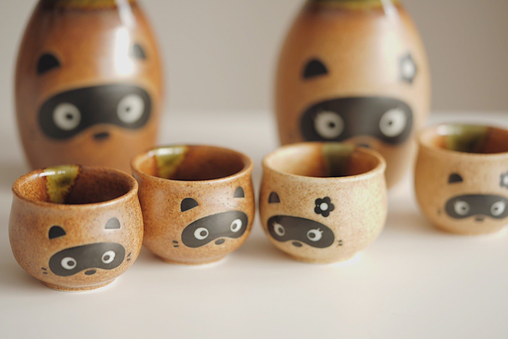 Shigaraki Japanese Raccoon Sake bottle