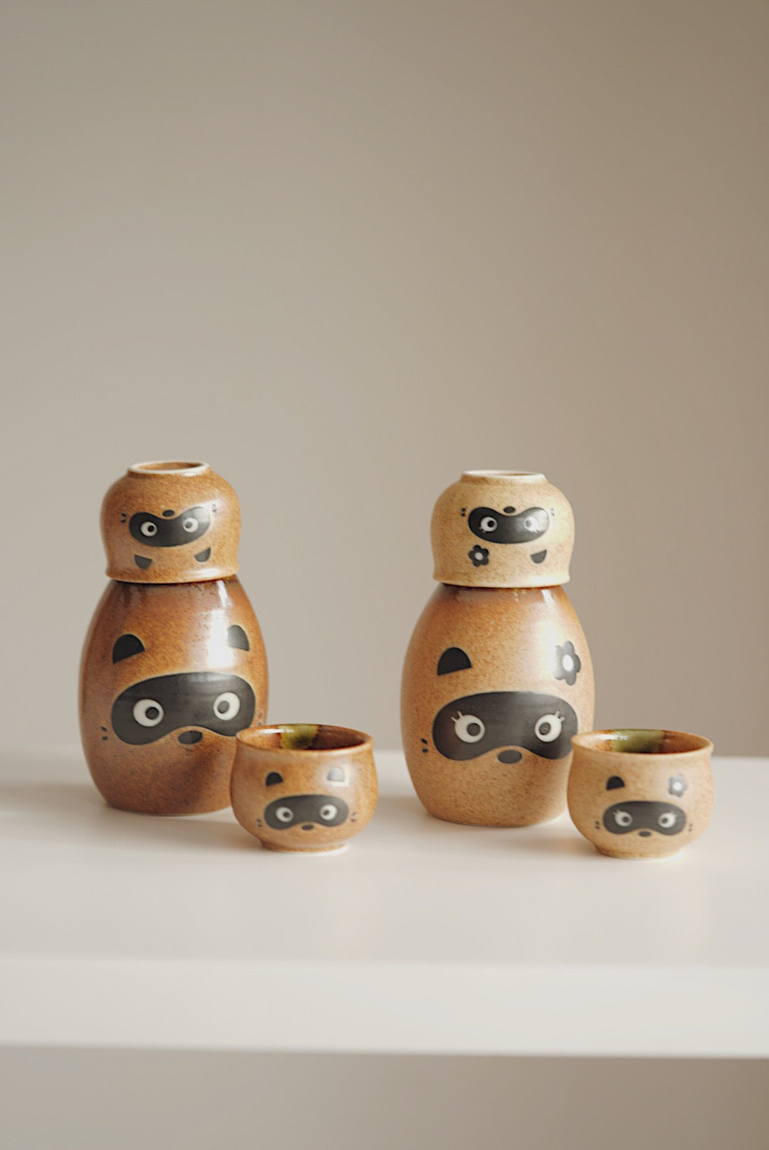 Shigaraki Japanese Raccoon Sake bottle