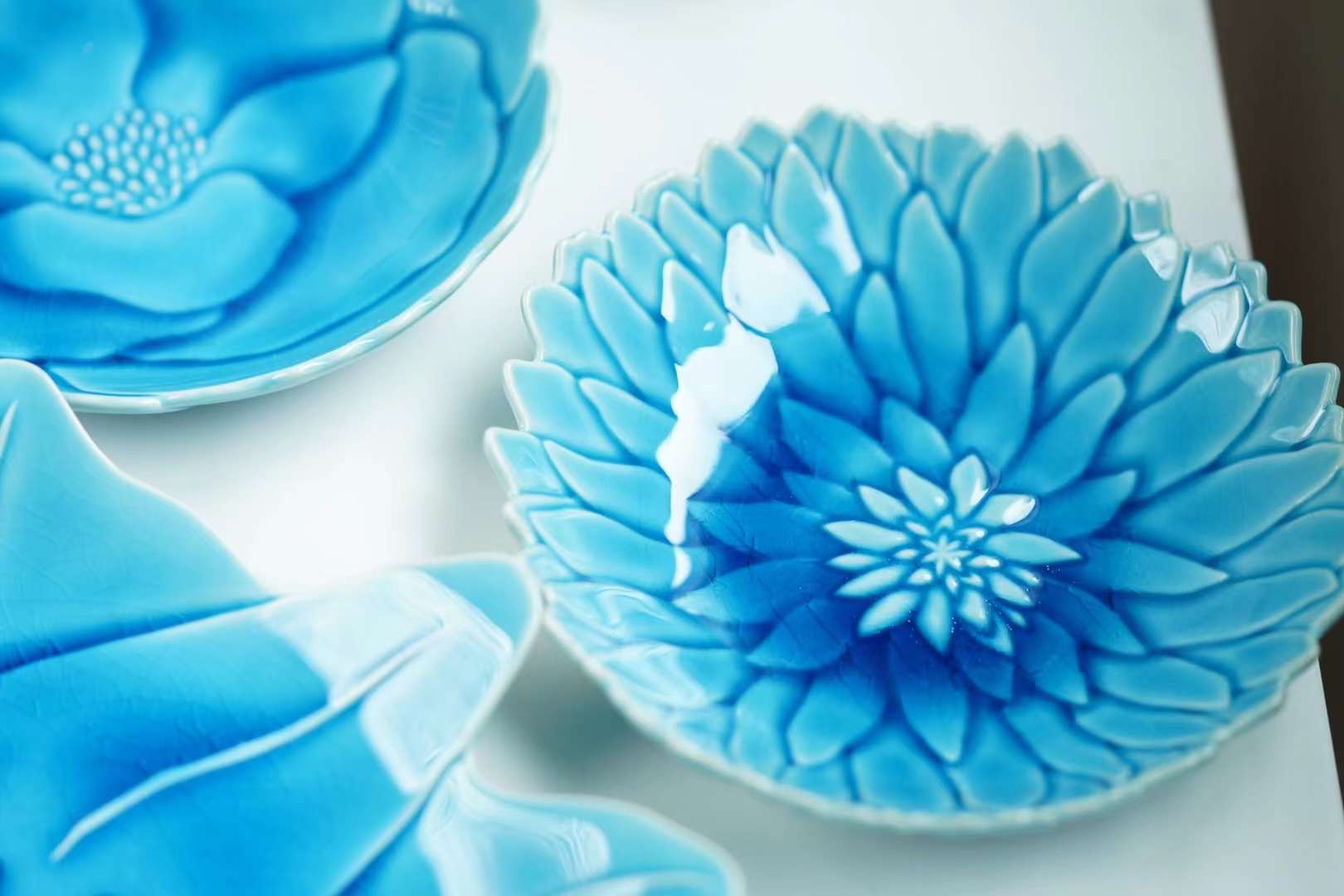 Setoyaki Blue flower plate and bowl