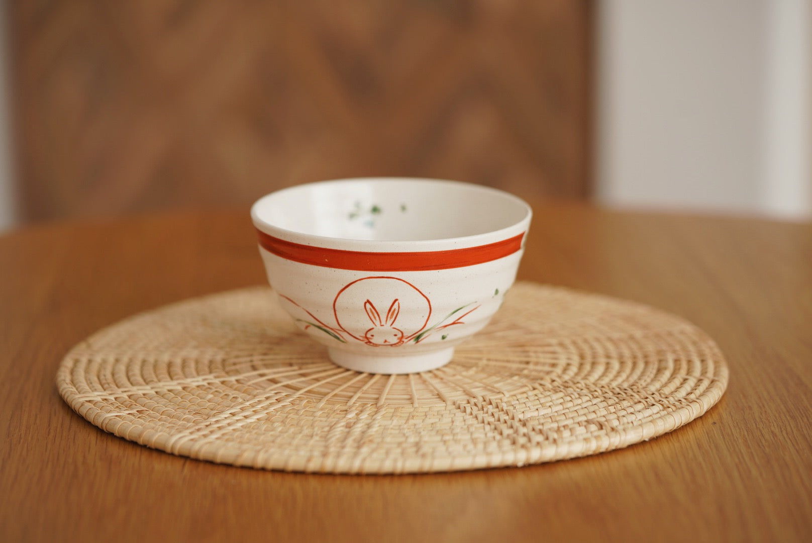 Minoyaki wind flower snow rabbit bowl