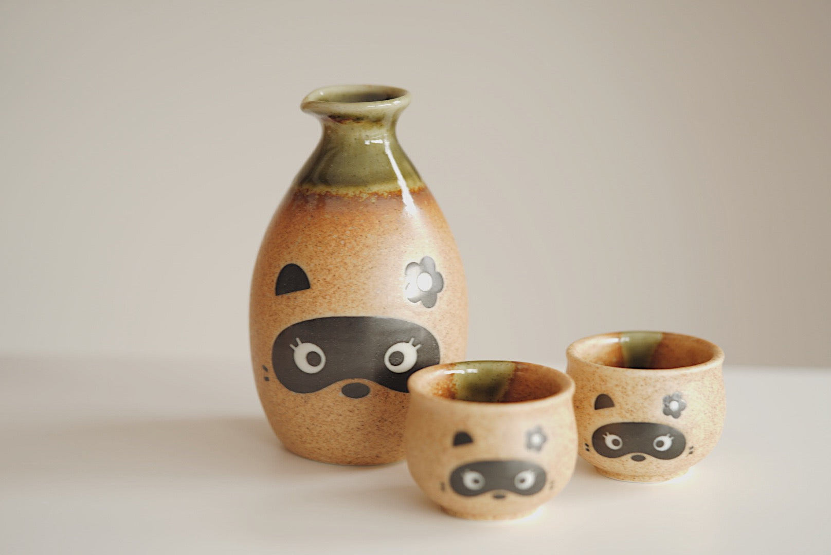 Shigaraki Japanese Raccoon Sake bottle