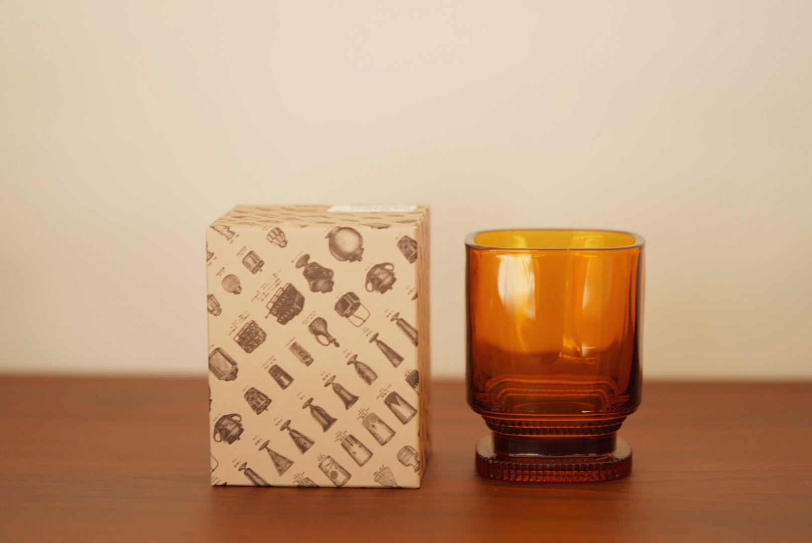 Hirota galss Showa amber cup and goblet