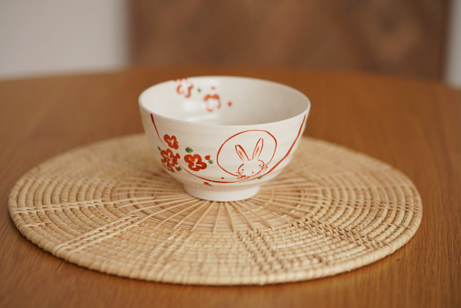 Minoyaki wind flower snow rabbit bowl