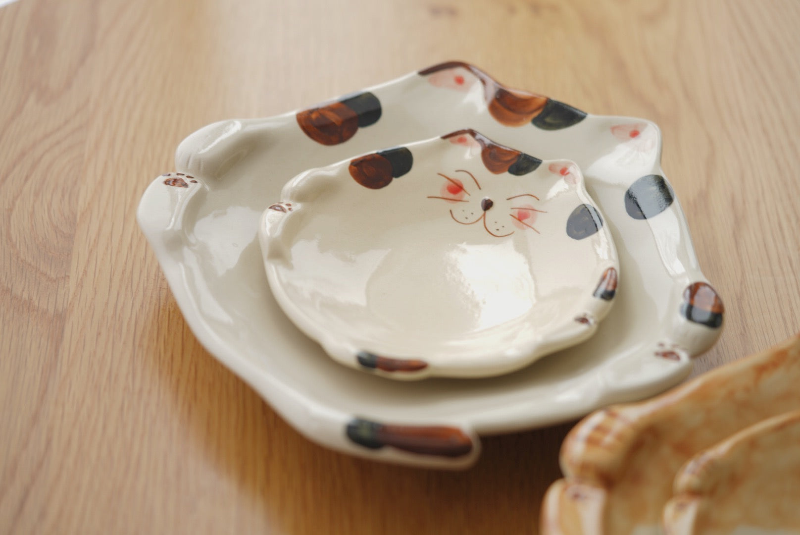 Hasami hand paint Cat plate and bowl