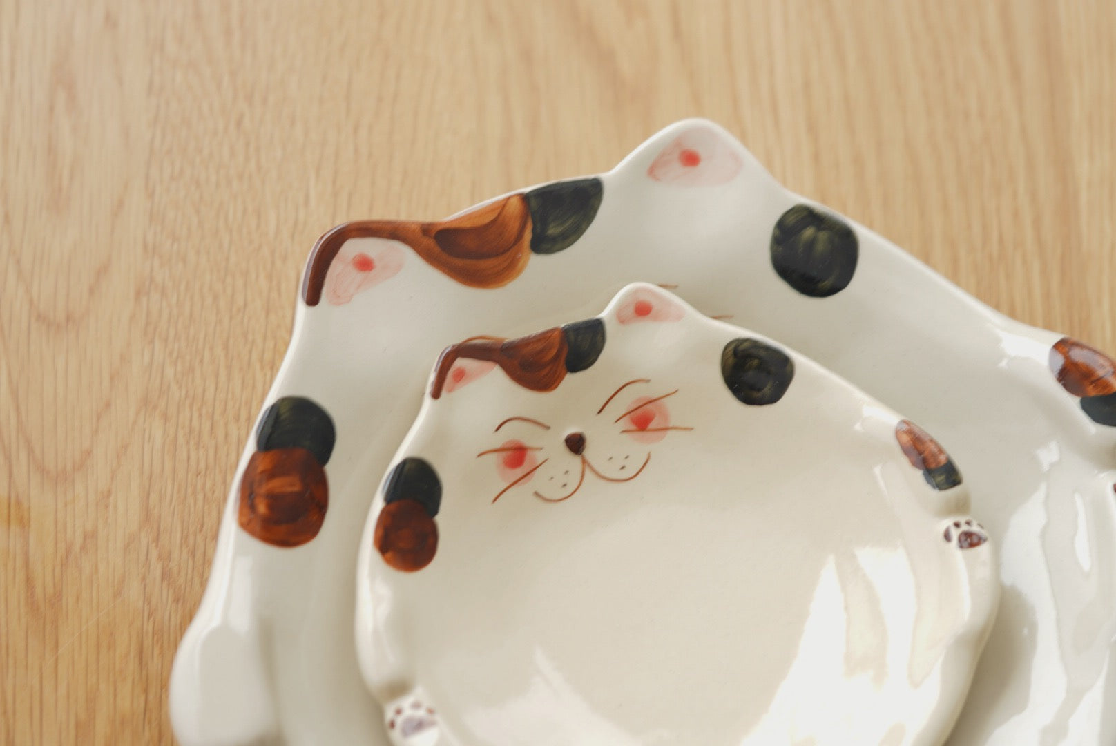 Hasami hand paint Cat plate and bowl
