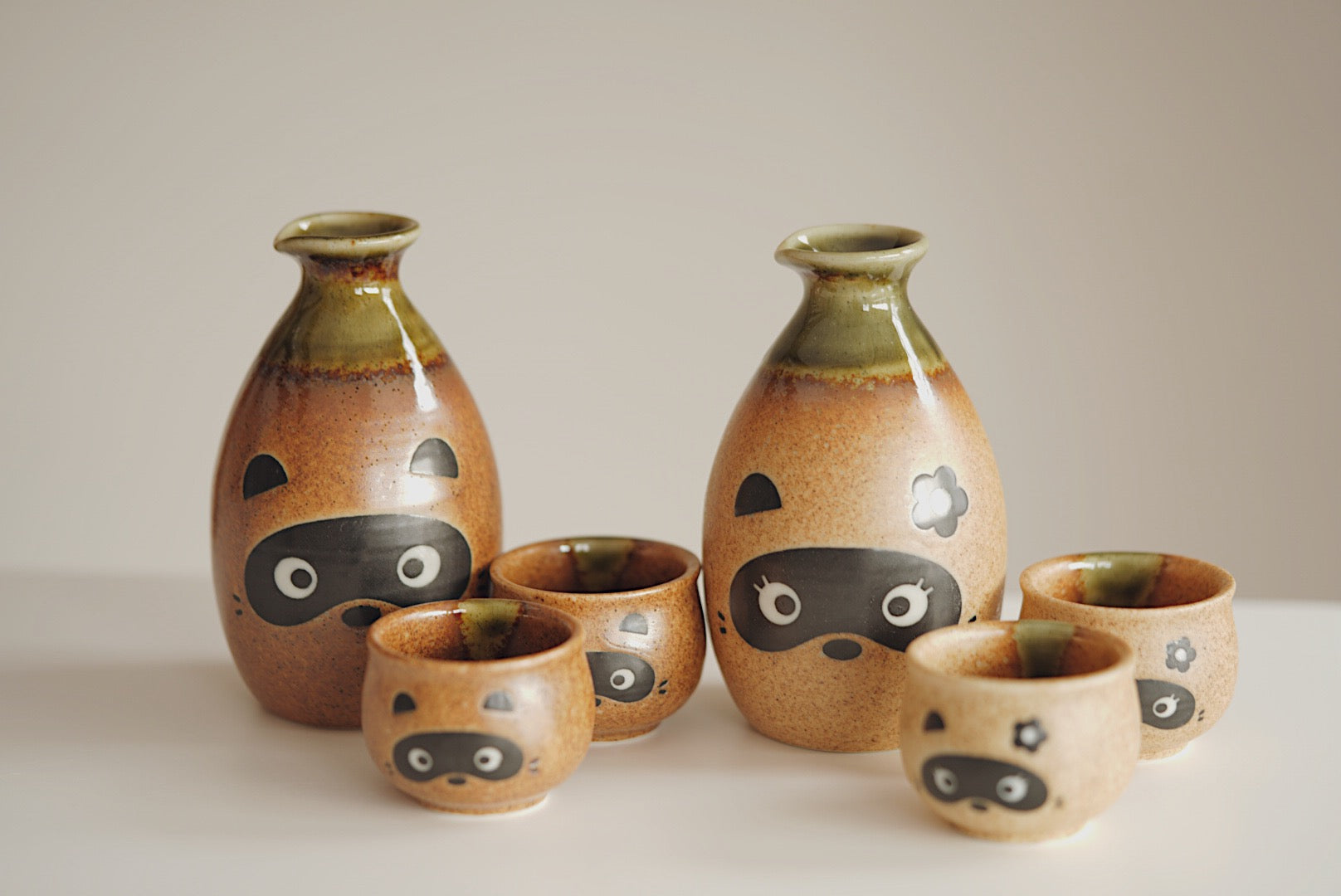 Shigaraki Japanese Raccoon Sake bottle