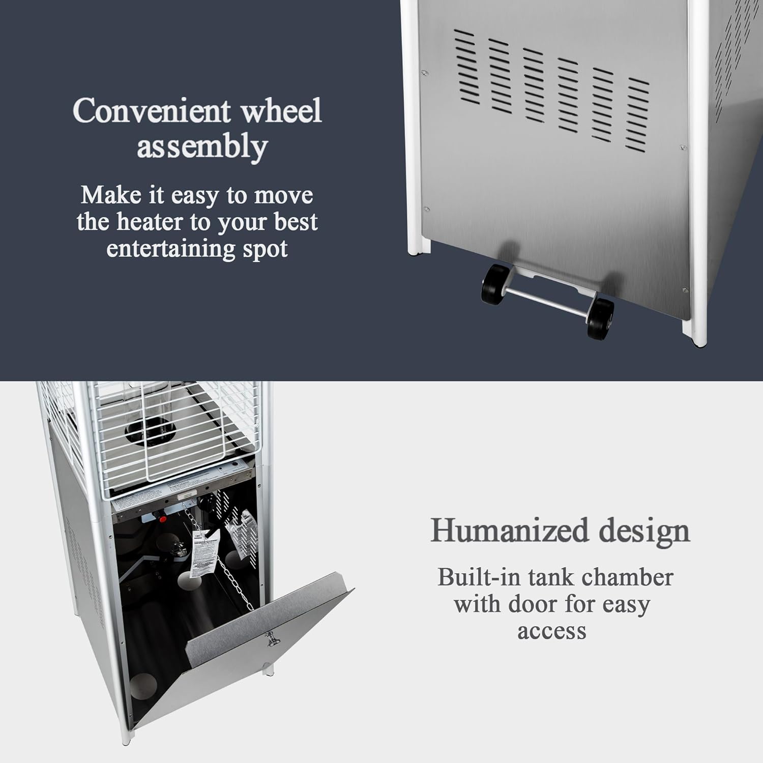 Pamapic Patio Heater with Cover, 48,000 BTU Pyramid Flame Outdoor Heater Quartz Glass Tube 87 Propane Heater