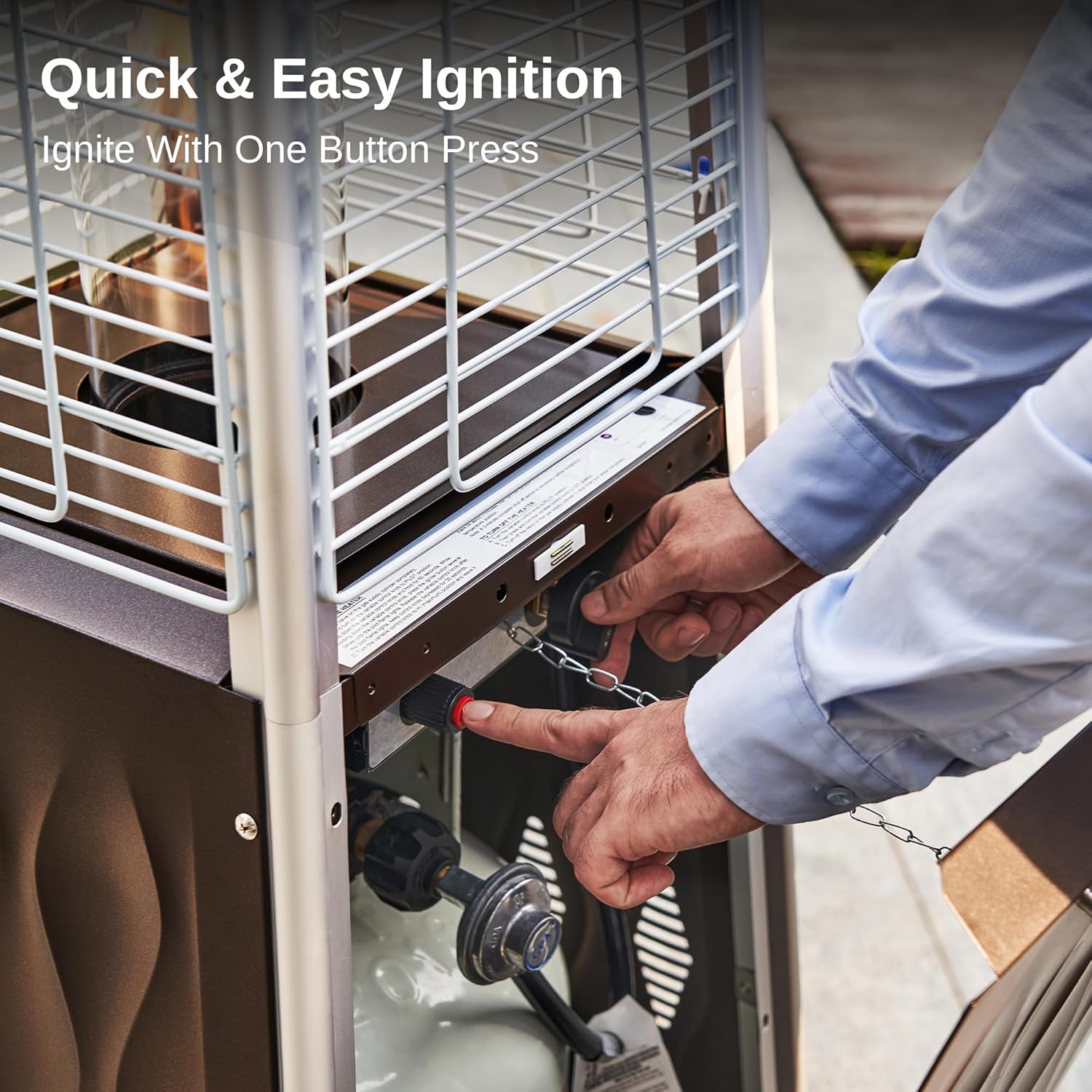 EAST OAK Pyramid Patio Heater, 48,000 BTU Outdoor Patio Heater, Quartz Glass Tube Propane Heater, Triple Protection System, With Wheels, Outdoor Heater for Commercial & Residential, Green