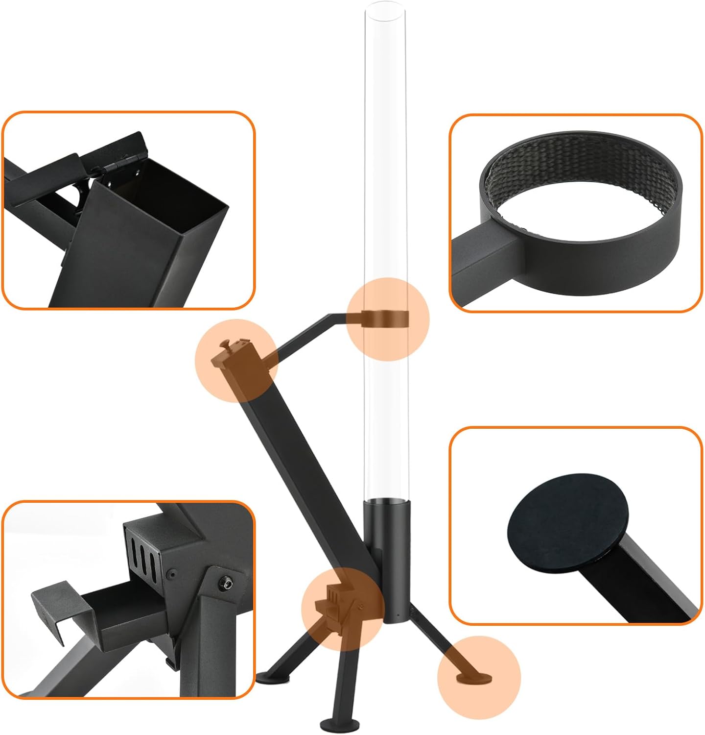 StarEcho Wood Pellet Patio Heater for Outdoor,Portable Patio Pellet Fire Rocket,Glass Tube for Yard,Wood Fire Pit with Party (Black)