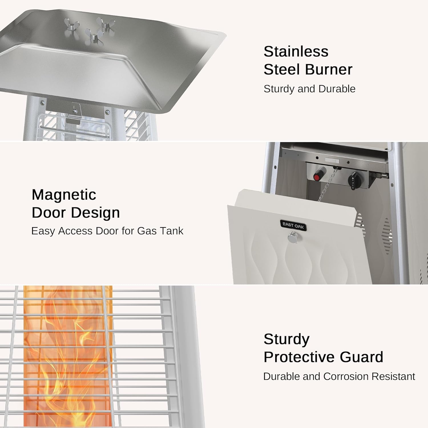 EAST OAK Pyramid Patio Heater, 48,000 BTU Outdoor Patio Heater, Quartz Glass Tube Propane Heater, Triple Protection System, With Wheels, Outdoor Heater for Commercial & Residential, Green