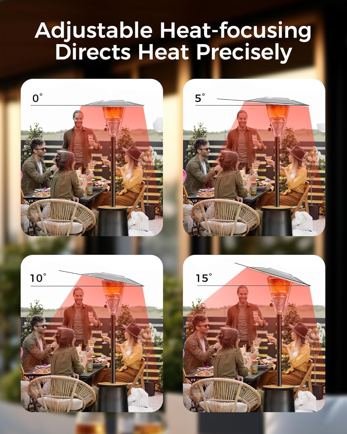 Mars Explo 50,000 BTU Patio Heater for Outdoor Use With Adjustable Heat Focusing Top, Portable Propane Patio Heater with Wheels, Stainless Steel Burner for Porch, Deck, Garden, Commercial (Brown)