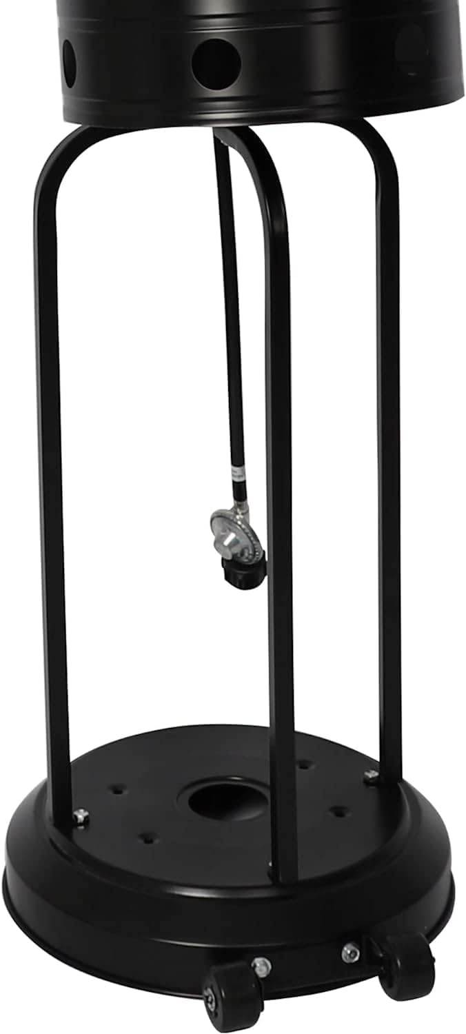 Outdoor Heater with Wheels Patio Heater Pyramid Deck Tower Patio Heaters for Outdoor Use Flame Glass Tube 42000 BTU Hammered Bronze Propane Natural Gas Tip Resist Safe ETL Black