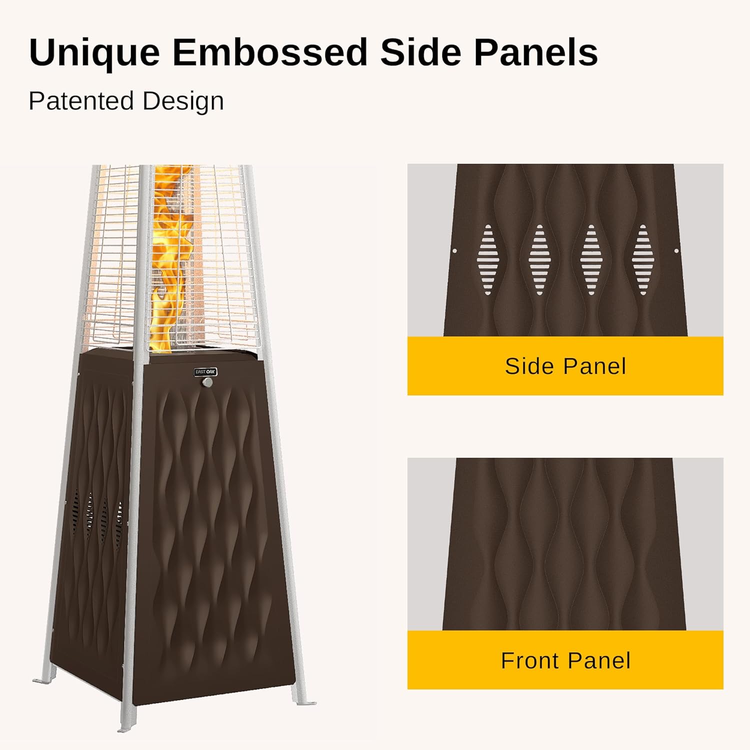 EAST OAK Pyramid Patio Heater, 48,000 BTU Outdoor Patio Heater, Quartz Glass Tube Propane Heater, Triple Protection System, With Wheels, Outdoor Heater for Commercial & Residential, Green