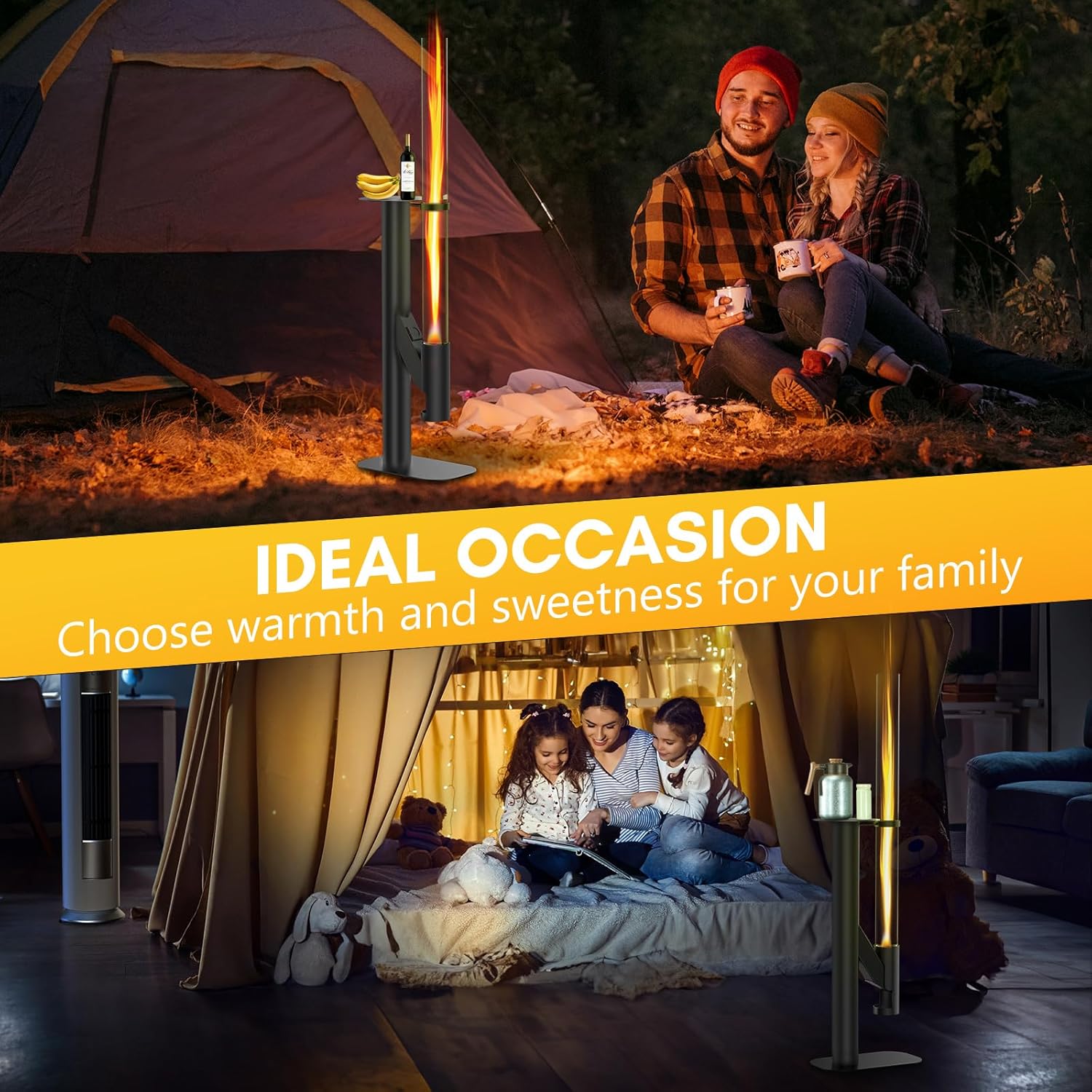 Rayzi 58 Inch Pellet Stove, Patio Heater Wood Pellet Heater, Pellet Fire Pit for Outdoor - Smokeless Wood Pellet Burning Flame, Outside Backyard Bonfire, Fireplace for Camping Patio Garden Picnic